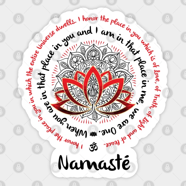 NAMASTE WE ARE ONE Yoga Inspired Quote Lotus Mandala Typography Sticker by YogaStatement